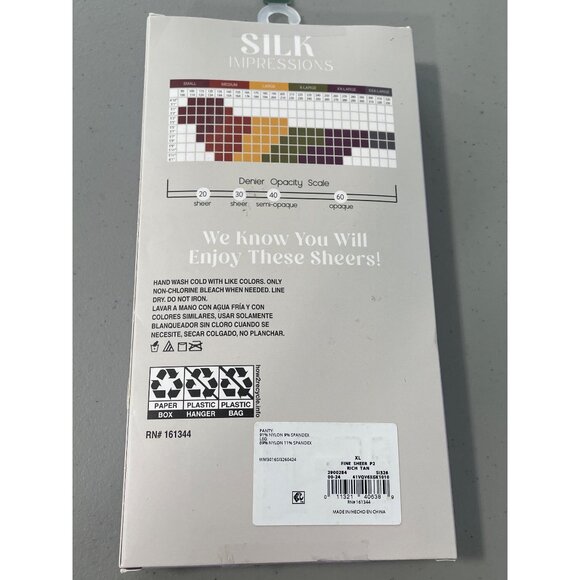 Silk Impressions Pantyhose Size XL Ultra Fine Sheer Rich Tan 15 Denier 2Pair NEW - Picture 4 of 6